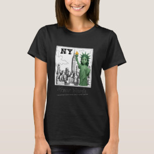 New York City Baby Vrijheidsbeeld Skyline Sketc T-shirt