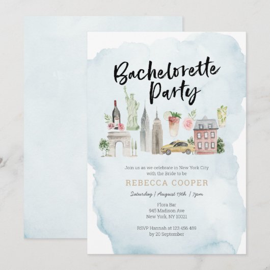 New YorK City Bachelorette Party uitnodiging (Voorkant / Achterkant)