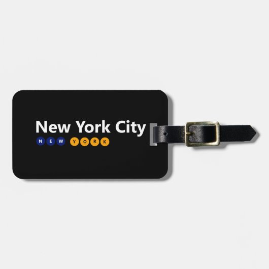 New York City Bagagelabel met lederen riem (Voorkant horizontaal)