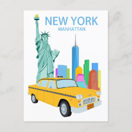New York City beeld Manhattan wolkenkrabbers taxi Briefkaart