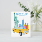 New York City beeld Manhattan wolkenkrabbers taxi Briefkaart (Staand voorkant)