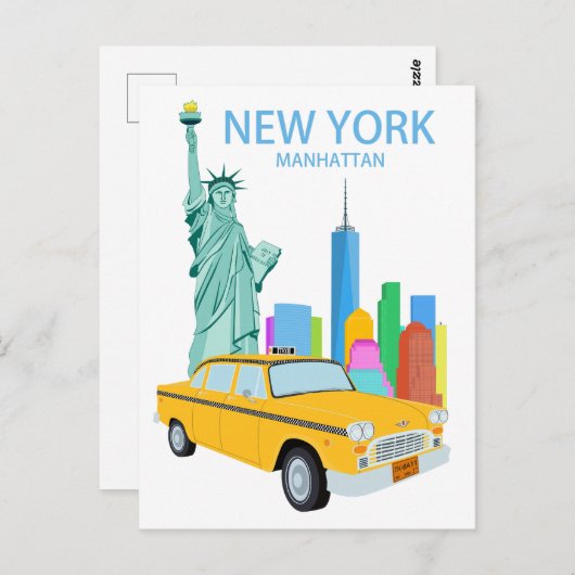 New York City beeld Manhattan wolkenkrabbers taxi Briefkaart (Voorkant / Achterkant)