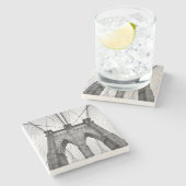 New-York City Beroemde Brooklyn Bridge Stenen Onderzetter (Zijkant)