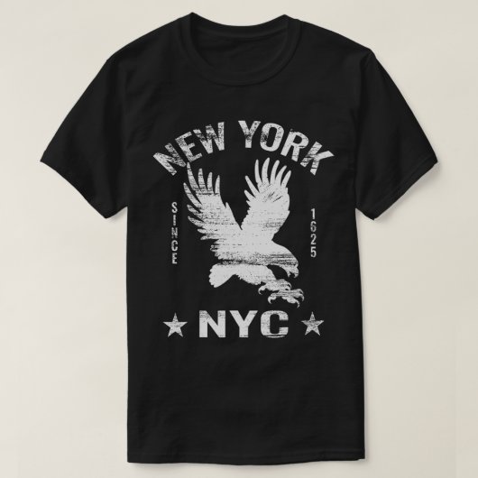 New York City Big Apple Eagle  Retro NYC Si T-shirt (Design voorkant)