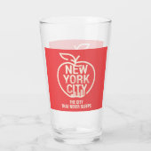 NEW YORK CITY Big Apple Skyline Red Modern Glas (Achterkant)