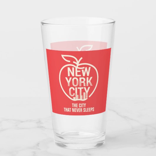 NEW YORK CITY Big Apple Skyline Red Modern Glas (Voorkant)