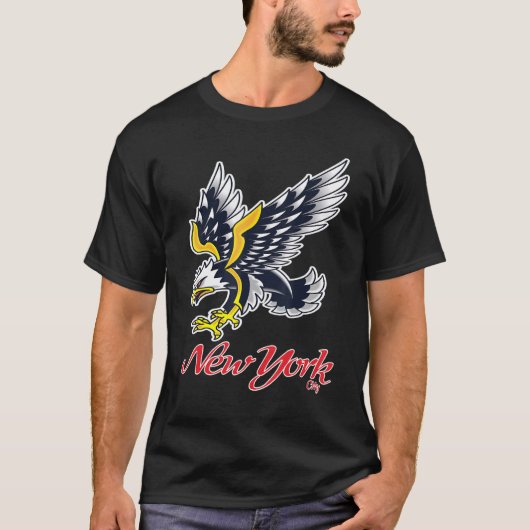 New York City Big Apple Tattoo Eagle  Retro T-shirt (Voorkant)