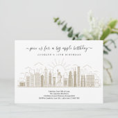 New York City Big Birthday Apple Party Gold Kaart (Staand voorkant)