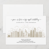 New York City Big Birthday Apple Party Gold Kaart (Voorkant / Achterkant)