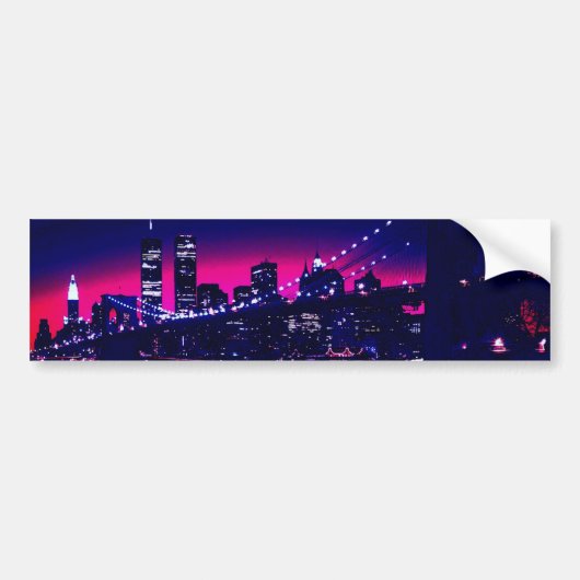 New York City bij nacht Bumpersticker (Voorkant)