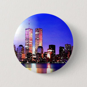 New York City bij nacht Ronde Button 5,7 Cm
