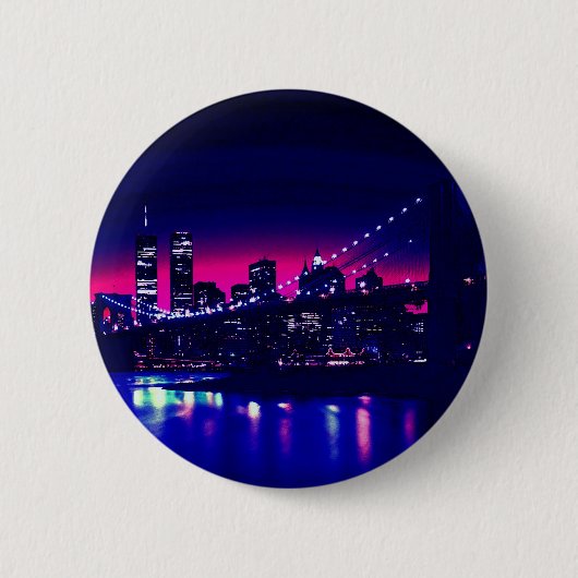 New York City bij nacht Ronde Button 5,7 Cm (Voorkant)