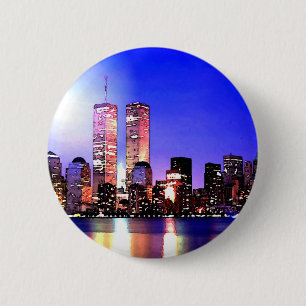 New York City bij nacht Ronde Button 5,7 Cm