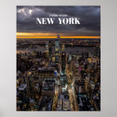 New York City bij nacht Skyline - Verenigde Staten Poster (Voorkant)