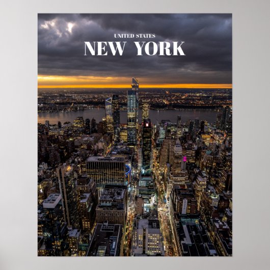 New York City bij nacht Skyline - Verenigde Staten Poster (Voorkant)