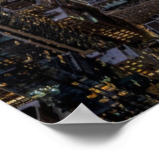 New York City bij nacht Skyline - Verenigde Staten Poster (Hoek)