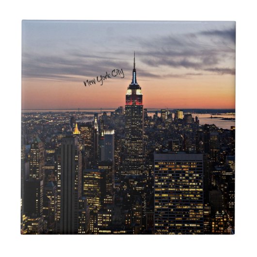 New York City bij nacht Tegeltje (Voorkant)
