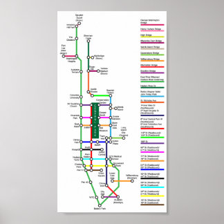 New York City Bike Map Poster