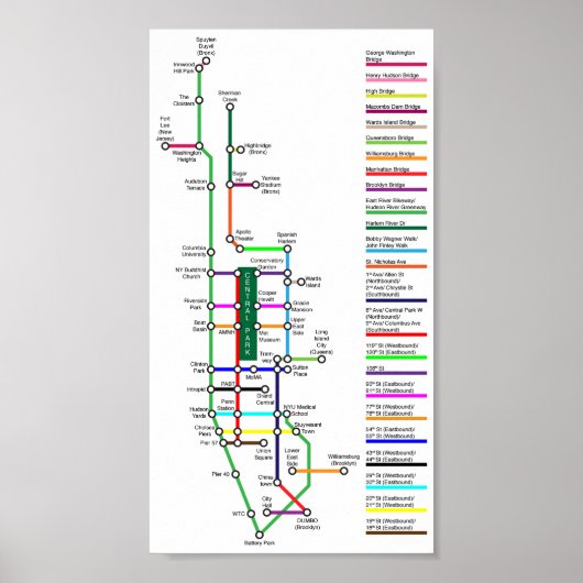 New York City Bike Map Poster (Voorkant)