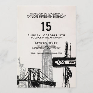 New York City  Birthday Party Invitation Kaart
