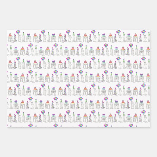 New York City Birthday Party NYC Landmarks Inpakpapier Vel (Voorkant)