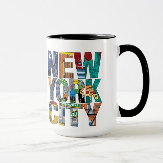 New York City Black 15 oz Ringer Mok (Rechts)