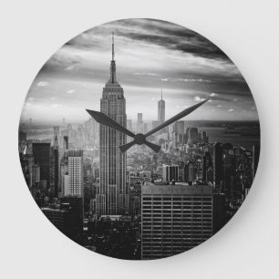 New York City Black en White Skyline Grote Klok