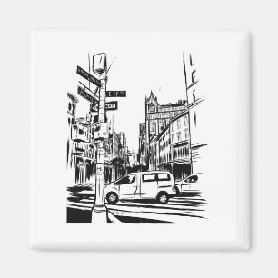 New York City Black en White Urban Street Scene Magneet