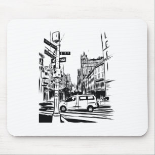 New York City Black en White Urban Street Scene Muismat