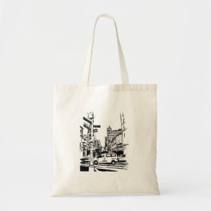 New York City Black en White Urban Street Scene Tote Bag