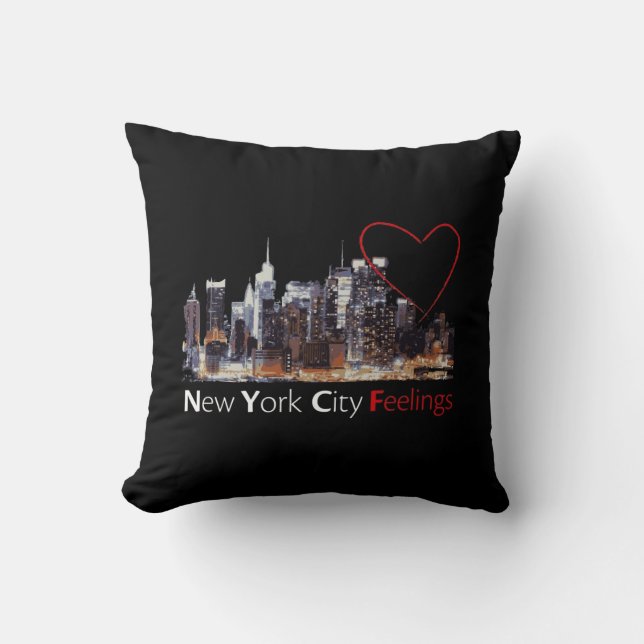 New York City Black Pillow Kussen (Voorkant)