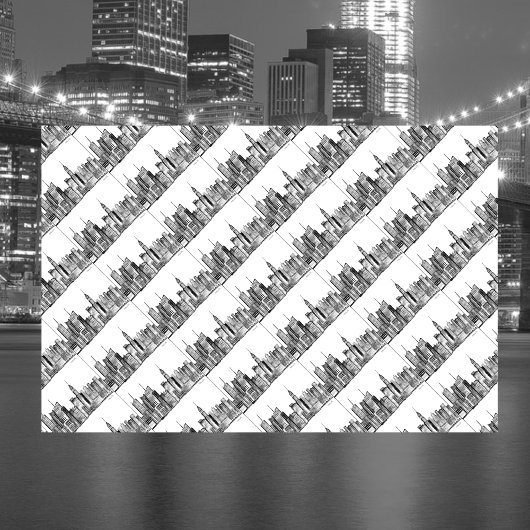 New York City Black  Skyline Waterverf Tissuepapier