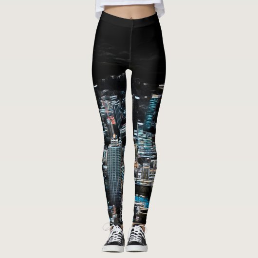 New York City Blacklight Nights Yoga Leggings (Voorkant)