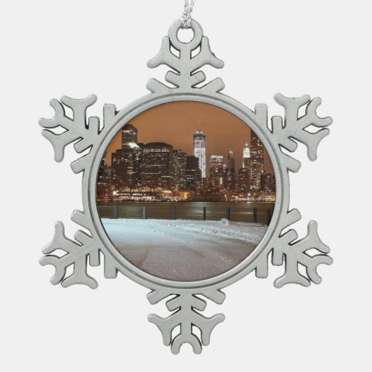 New York City Blankited in Snow Tin Sneeuwvlok Ornament (Voorkant)