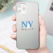 New York City Blauwe Moderne Letter Sticker (Telefoon)