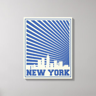 New York City Blue Canvas Afdruk