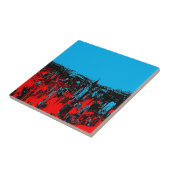 New York City Blue Red Pop Art Tegeltje (Zijkant)