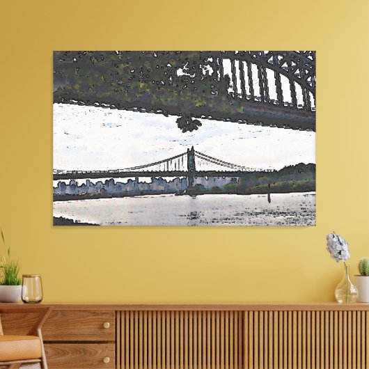 New York City Bridges Canvas Afdruk (Insitu (Woonkamer))