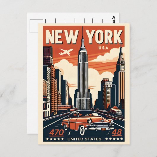 New York City Brooklyn Bridge auto Briefkaart (Voorkant / Achterkant)