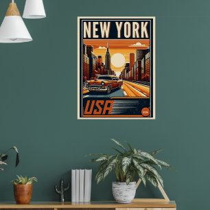 New York City Brooklyn Bridge  auto Poster