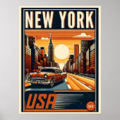 New York City Brooklyn Bridge  auto Poster (Voorkant)