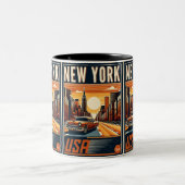 New York City Brooklyn Bridge  auto Tweekleurige Koffiemok (Center)