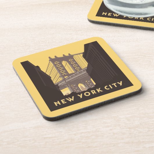 New York City | Brooklyn Bridge Bier Onderzetter (Linkerzijde)