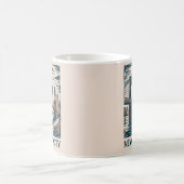 New York City Brooklyn Bridge Bold Retro Skyline Koffiemok (Center)