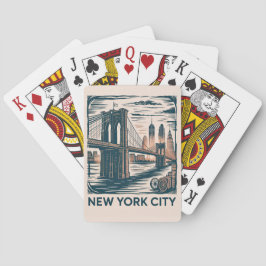 New York City Brooklyn Bridge Bold Retro Skyline Pokerkaarten