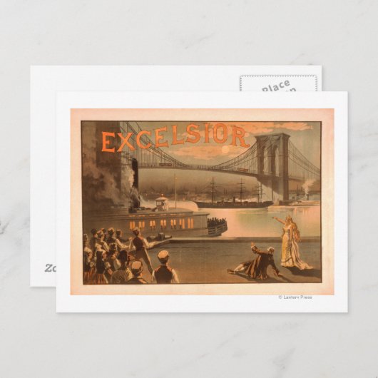 New York City Brooklyn Bridge "Excelsior" Briefkaart (Voorkant / Achterkant)