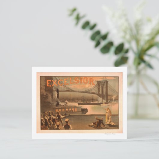 New York City Brooklyn Bridge "Excelsior" Briefkaart (Staand voorkant)