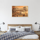 New York City Brooklyn Bridge "Excelsior" Canvas Afdruk (Insitu (Slaapkamer))