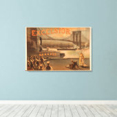 New York City Brooklyn Bridge "Excelsior" Canvas Afdruk (Insitu (Houten vloer))