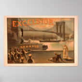 New York City Brooklyn Bridge "Excelsior" Poster (Voorkant)